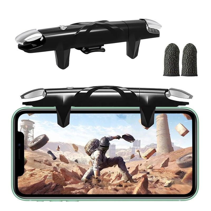 EasEasy Phone Game Trigger for iOS/Android, Mobile Gamepad Controller Compatible for PUBG/Knives Out/Call of Duty, Sensitive Aim & Shoot PUBG Trigger with Gaming Finger Sleeves - Image 1